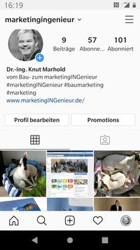 Instagram-Profil von marketingINGenieur Dr.-Ing. Knut Marhold