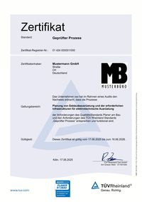 TÜV Rheinland-Zertifikat "Geprüfter Prozess": QualitätsStandard Planer am Bau